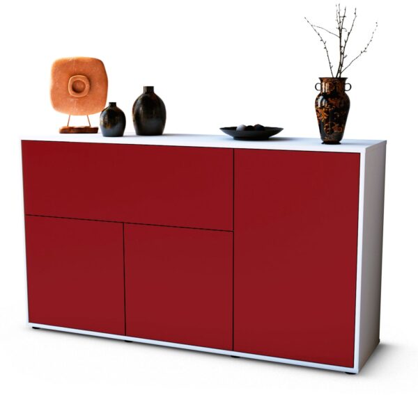 Sideboard Edera | Korpus Weiß | Front in Bordeaux | 136x79x35cm (BxHxT)