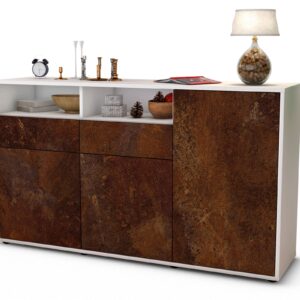 Sideboard Editta | Korpus Weiß | Front in Rost Optik | 136x79x35cm (BxHxT)
