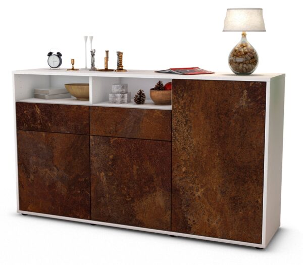 Sideboard Editta | Korpus Weiß | Front in Rost Optik | 136x79x35cm (BxHxT)