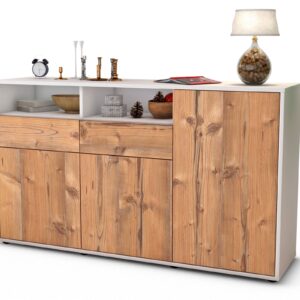 Sideboard Editta | Korpus Weiß | Front in Pinie Holz Optik | 136x79x35cm (BxHxT)