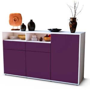 Sideboard Editta | Korpus Weiß | Front in Lila | 136x79x35cm (BxHxT)