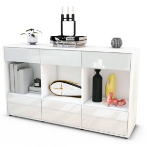 Sideboard Efisia | Korpus Weiß | Front in Hochglanz Weiß | 136x79x35cm (BxHxT)