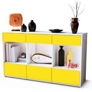 Sideboard Efisia | Korpus Weiß | Front in Gelb | 136x79x35cm (BxHxT)