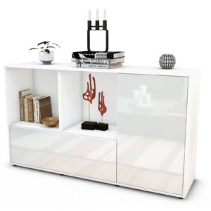Sideboard Ela | Korpus Weiß | Front in Hochglanz Weiß | 136x79x35cm (BxHxT)