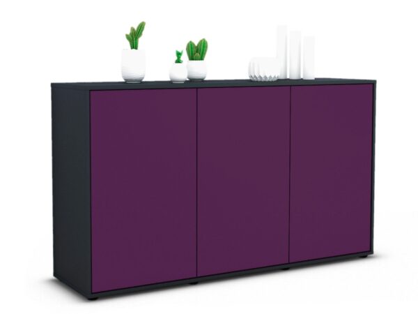 Sideboard Delia | Korpus Anthrazit | Front in Lila | 136x79x35cm (BxHxT)