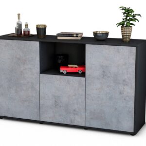 Sideboard Demetria | Korpus Anthrazit | Front in Beton Optik | 136x79x35cm (BxHxT)