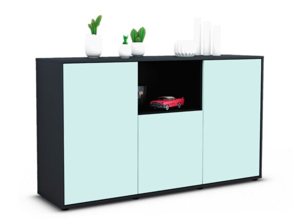 Sideboard Demetria | Korpus Anthrazit | Front in Mint | 136x79x35cm (BxHxT)