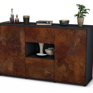 Sideboard Denise | Korpus Anthrazit | Front in Rost Optik | 136x79x35cm (BxHxT)
