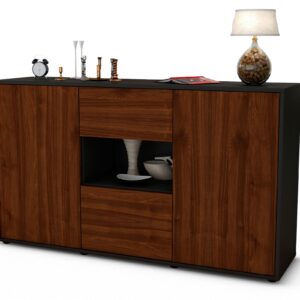 Sideboard Denise | Korpus Anthrazit | Front in Walnuss Holz Optik | 136x79x35cm (BxHxT)