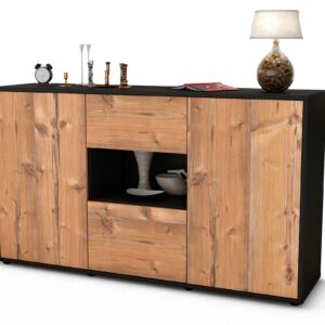 Sideboard Denise | Korpus Anthrazit | Front in Pinie Holz Optik | 136x79x35cm (BxHxT)