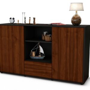 Sideboard Desideria | Korpus Anthrazit | Front in Walnuss Holz Optik | 136x79x35cm (BxHxT)