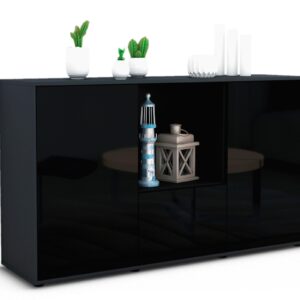 Sideboard Dhonna, Schwarz (136x79x35cm)