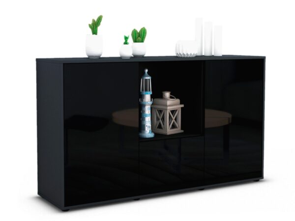 Sideboard Dhonna, Schwarz (136x79x35cm)