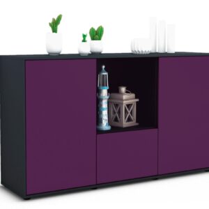 Sideboard Dhonna | Korpus Anthrazit | Front in Lila | 136x79x35cm (BxHxT)