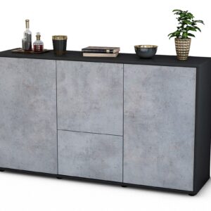 Sideboard Diana | Korpus Anthrazit | Front in Beton Optik | 136x79x35cm (BxHxT)