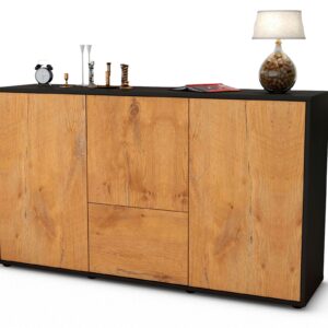 Sideboard Diana | Korpus Anthrazit | Front in Eiche Holz Optik | 136x79x35cm (BxHxT)