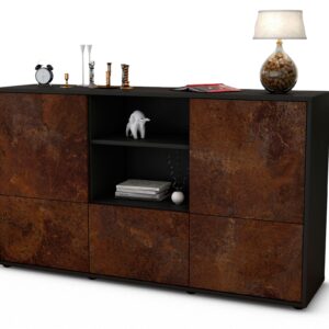 Sideboard Diellza | Korpus Anthrazit | Front in Rost Optik | 136x79x35cm (BxHxT)