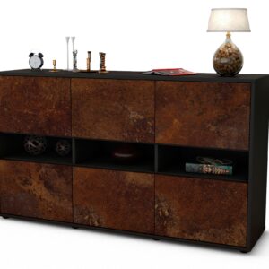 Sideboard Diletta | Korpus Anthrazit | Front in Rost Optik | 136x79x35cm (BxHxT)