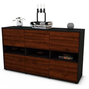 Sideboard Diletta | Korpus Anthrazit | Front in Walnuss Holz Optik | 136x79x35cm (BxHxT)
