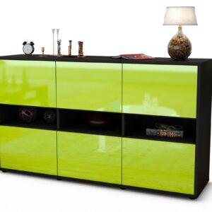 Sideboard Diletta | Korpus Anthrazit | Front in Hochglanz Grün | 136x79x35cm (BxHxT)