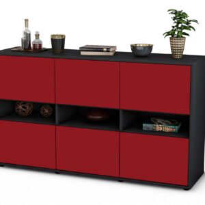 Sideboard Diletta | Korpus Anthrazit | Front in Bordeaux | 136x79x35cm (BxHxT)