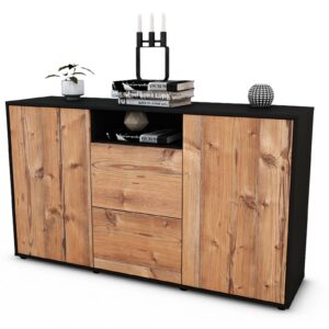 Sideboard Dimphi | Korpus Anthrazit | Front in Pinie Holz Optik | 136x79x35cm (BxHxT)