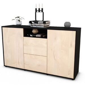 Sideboard Dimphi | Korpus Anthrazit | Front in Zeder Holz Optik | 136x79x35cm (BxHxT)