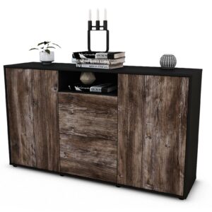 Sideboard Dimphi | Korpus Anthrazit | Front in Treibholz Holz Optik | 136x79x35cm (BxHxT)