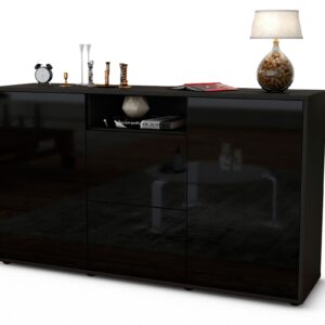 Sideboard Dimphi, Schwarz (136x79x35cm)