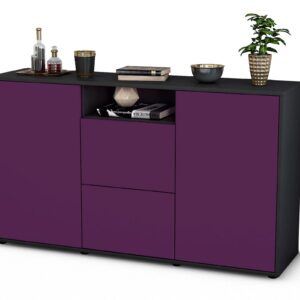 Sideboard Dimphi | Korpus Anthrazit | Front in Lila | 136x79x35cm (BxHxT)