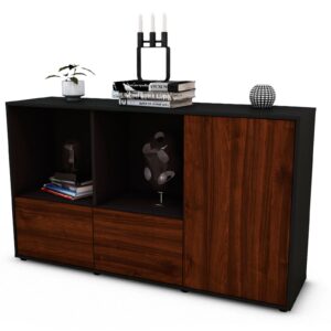 Sideboard Dolcia | Korpus Anthrazit | Front in Walnuss Holz Optik | 136x79x35cm (BxHxT)