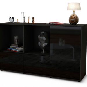 Sideboard Dolcia, Schwarz (136x79x35cm)