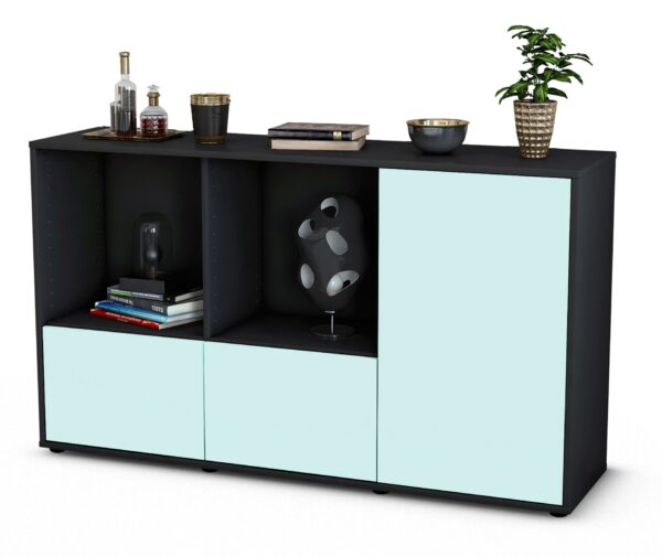 Sideboard Dolcia | Korpus Anthrazit | Front in Mint | 136x79x35cm (BxHxT)