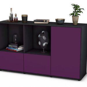Sideboard Dolcia | Korpus Anthrazit | Front in Lila | 136x79x35cm (BxHxT)