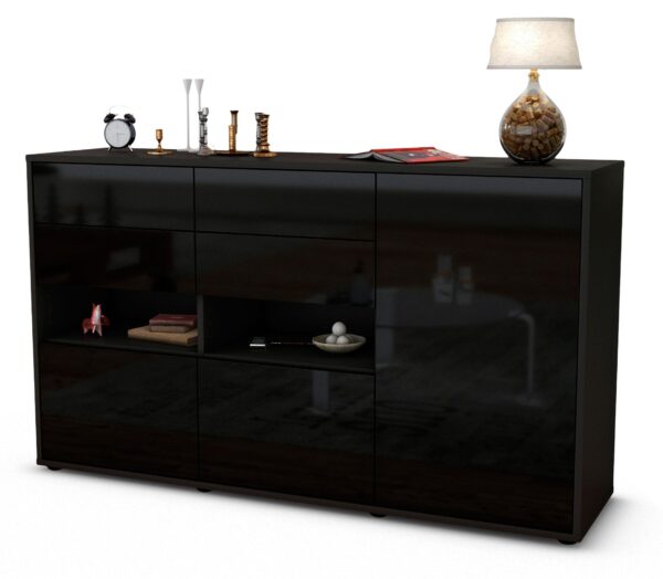 Sideboard Domi, Schwarz (136x79x35cm)