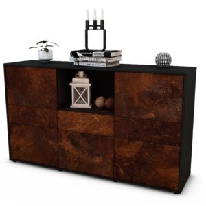 Sideboard Dominika | Korpus Anthrazit | Front in Rost Optik | 136x79x35cm (BxHxT)