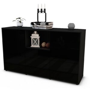Sideboard Dominika | Korpus Anthrazit | Front in Hochglanz Schwarz | 136x79x35cm (BxHxT)