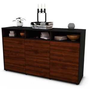Sideboard Donabella | Korpus Anthrazit | Front in Walnuss Holz Optik | 136x79x35cm (BxHxT)
