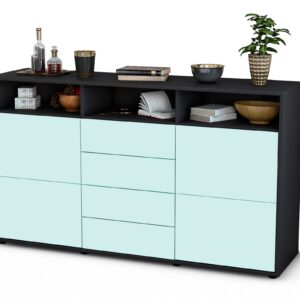 Sideboard Donabella | Korpus Anthrazit | Front in Mint | 136x79x35cm (BxHxT)