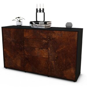 Sideboard Donatella | Korpus Anthrazit | Front in Rost Optik | 136x79x35cm (BxHxT)