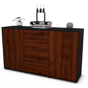 Sideboard Donatella | Korpus Anthrazit | Front in Walnuss Holz Optik | 136x79x35cm (BxHxT)