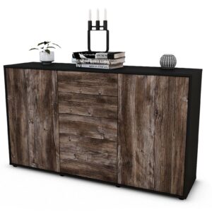 Sideboard Donatella | Korpus Anthrazit | Front in Treibholz Holz Optik | 136x79x35cm (BxHxT)