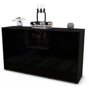 Sideboard Donika | Korpus Anthrazit | Front in Hochglanz Schwarz | 136x79x35cm (BxHxT)