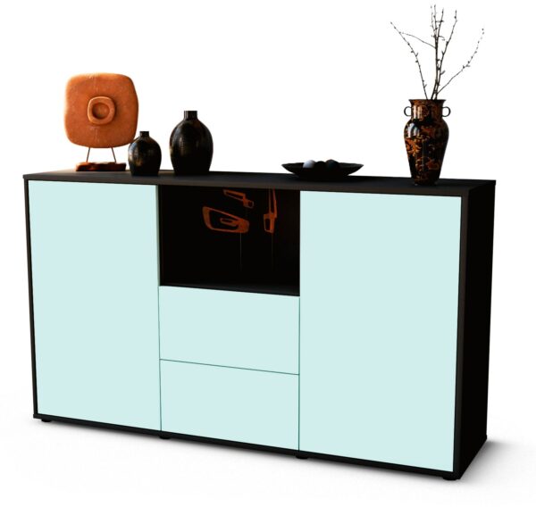 Sideboard Donika | Korpus Anthrazit | Front in Mint | 136x79x35cm (BxHxT)
