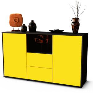 Sideboard Donika | Korpus Anthrazit | Front in Gelb | 136x79x35cm (BxHxT)
