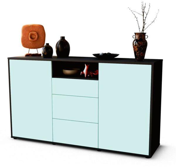 Sideboard Donnice | Korpus Anthrazit | Front in Mint | 136x79x35cm (BxHxT)