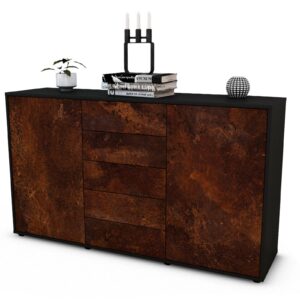 Sideboard Dorelly | Korpus Anthrazit | Front in Rost Optik | 136x79x35cm (BxHxT)