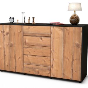 Sideboard Dorelly | Korpus Anthrazit | Front in Pinie Holz Optik | 136x79x35cm (BxHxT)
