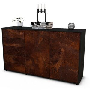 Sideboard Dorentina | Korpus Anthrazit | Front in Rost Optik | 136x79x35cm (BxHxT)
