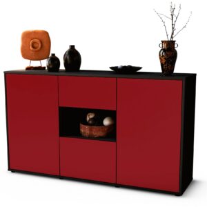 Sideboard Doriana | Korpus Anthrazit | Front in Bordeaux | 136x79x35cm (BxHxT)